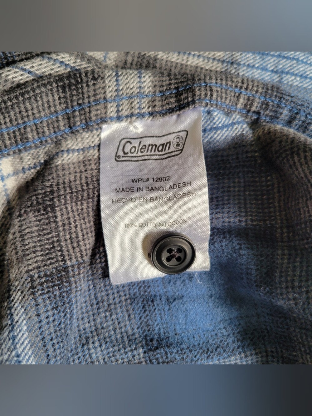 Coleman Mens XL Long Sleeve Button Down Blue Plaid Flannel Shirt - Picture 7 of 12